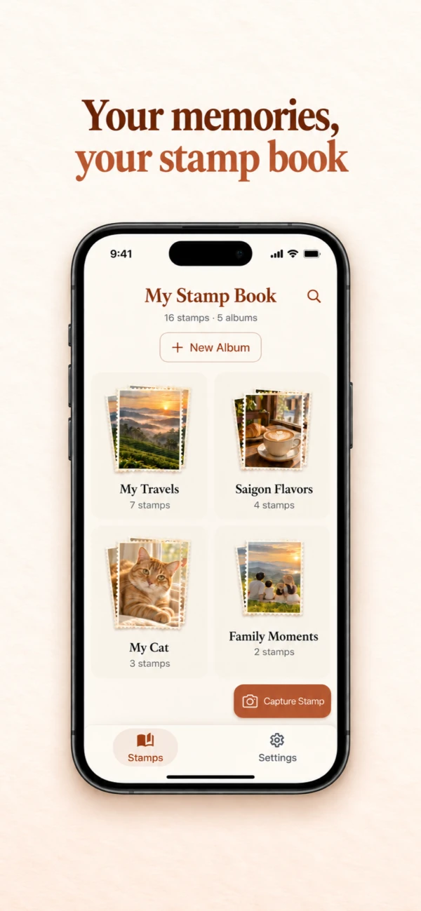Stamp book with stacked album covers