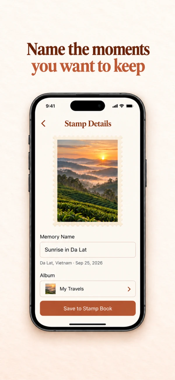 Naming and saving a new stamp